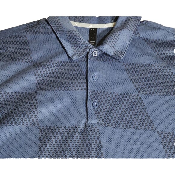 New Adidas Golf men's $65 WAVY MESH Polo Shirt Size Large Dusty Blue PL Ink BLK - Picture 6 of 8